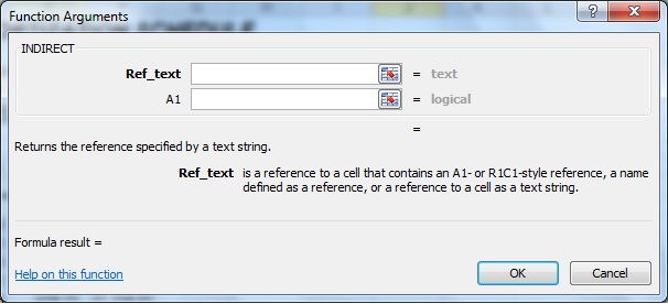 Excel Indirect Function Arguments